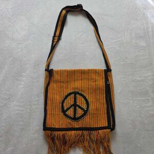 The Royal Collection peace sign hippie boho crossbody bag purse